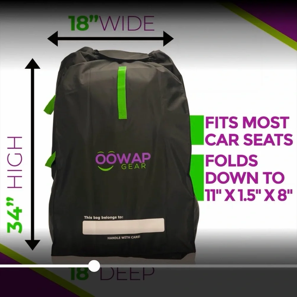 Oowap Car Seat Travel Bag Cover Protector Black - Like New